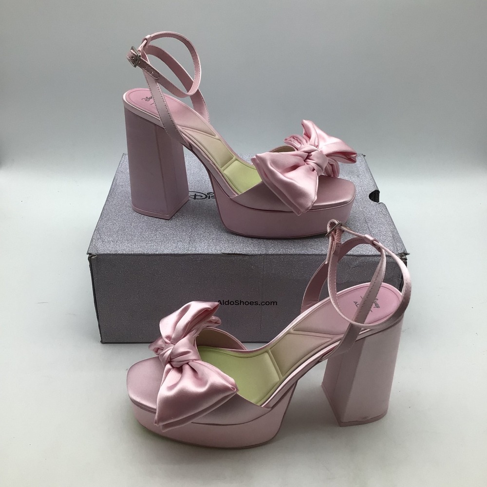 ALDO x Disney Step Sisters Heel Pink Satin Bow Platform Heels Womens Size 10 NEW